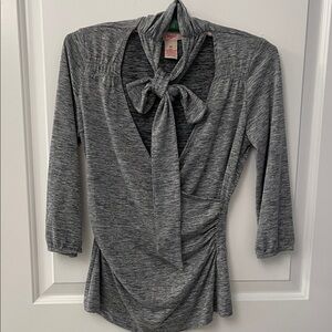 Candie's Gray Tie-Neck Wrap Blouse